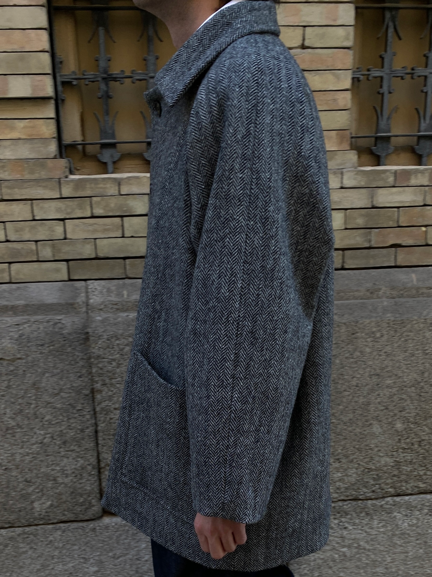 Markus grey herringbone wool coat