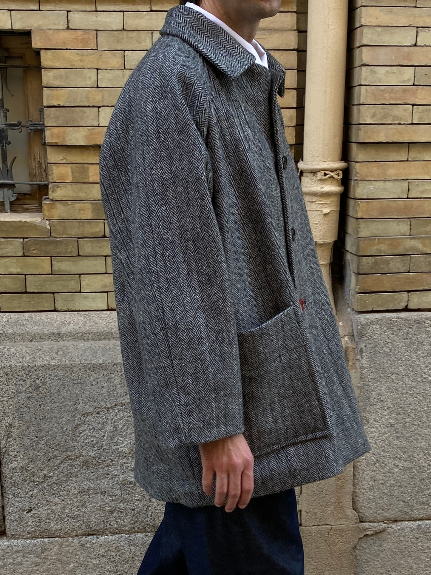 Markus grey herringbone wool coat
