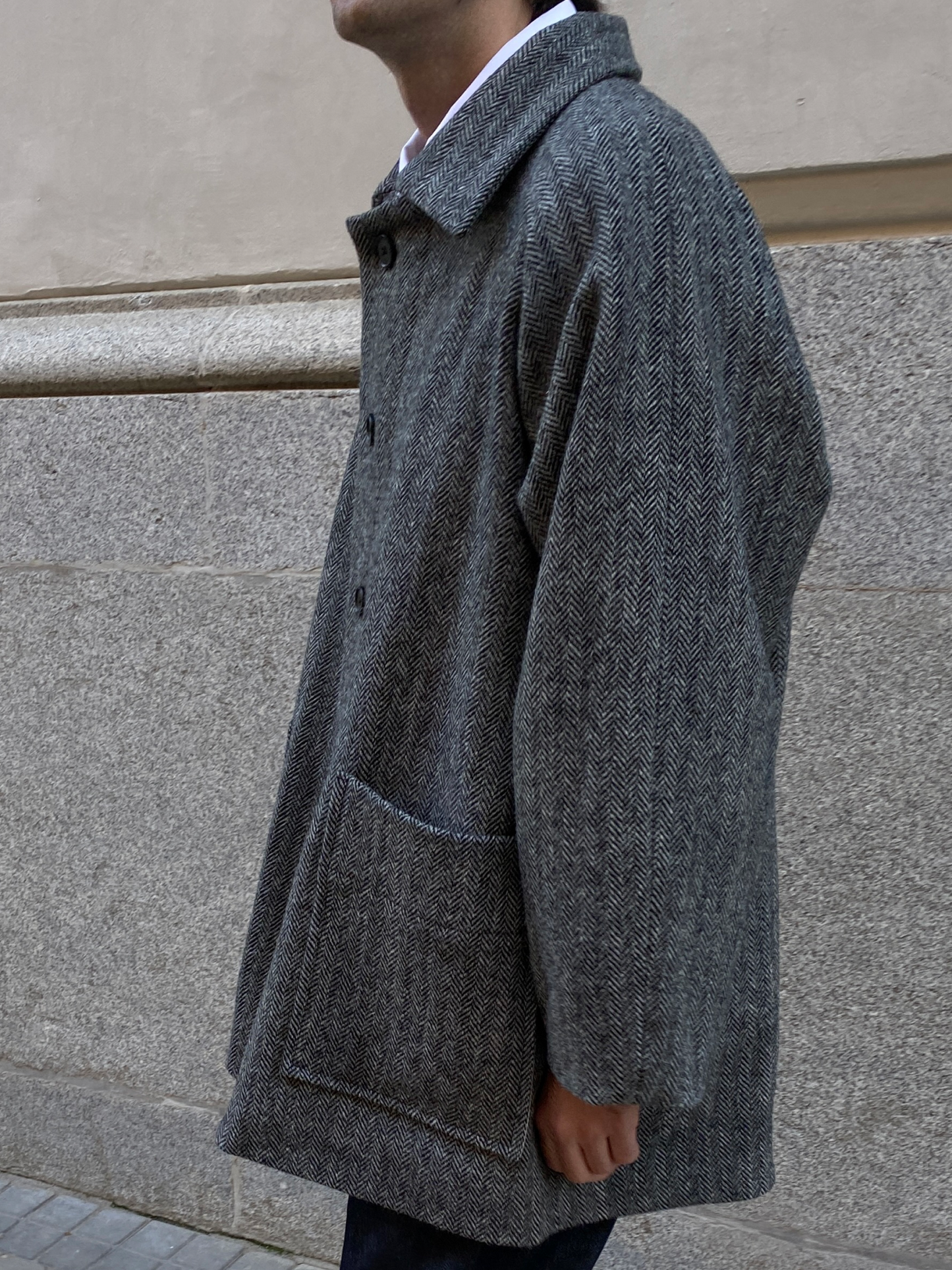 Markus grey herringbone wool coat