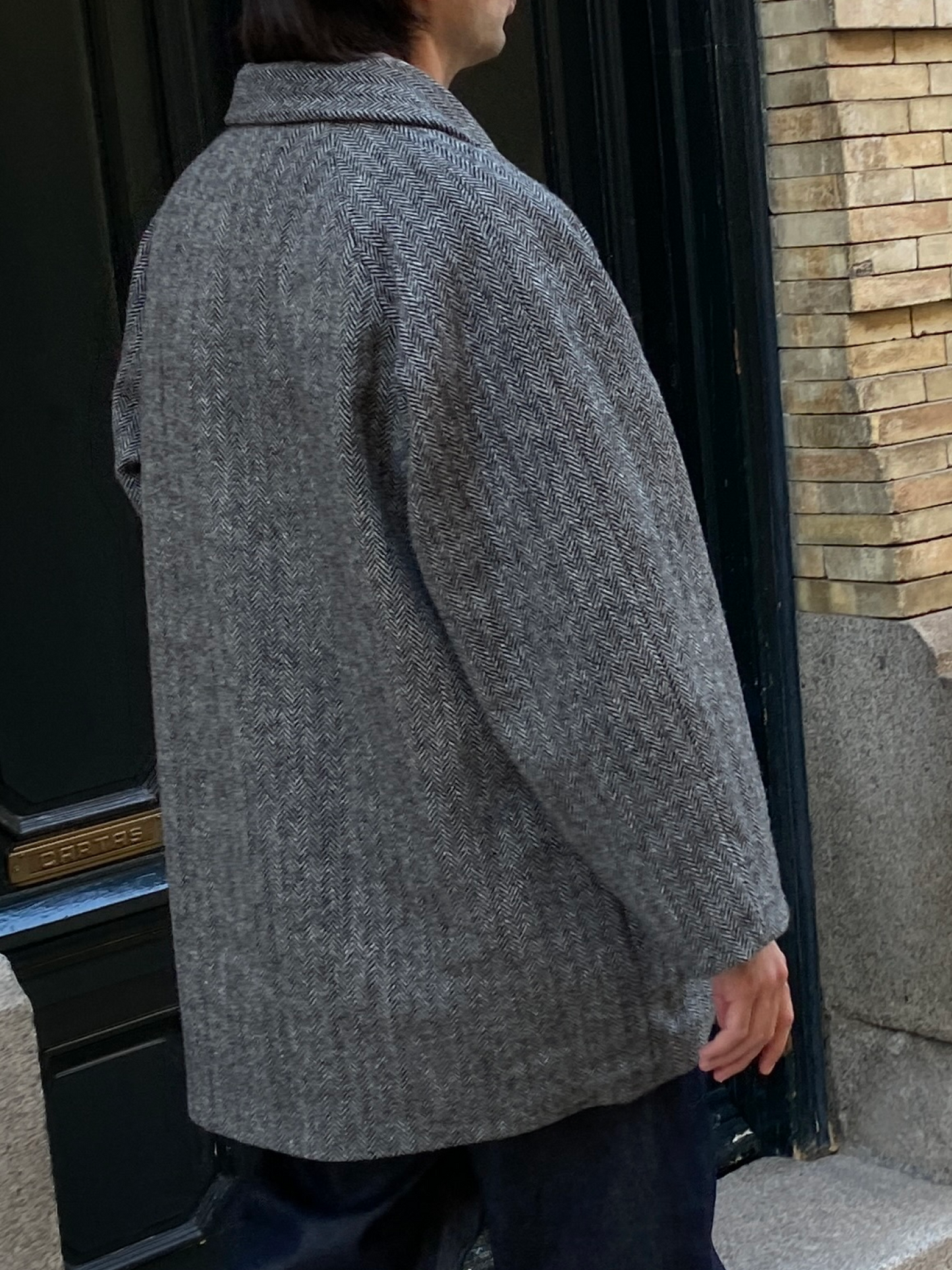 Markus grey herringbone wool coat