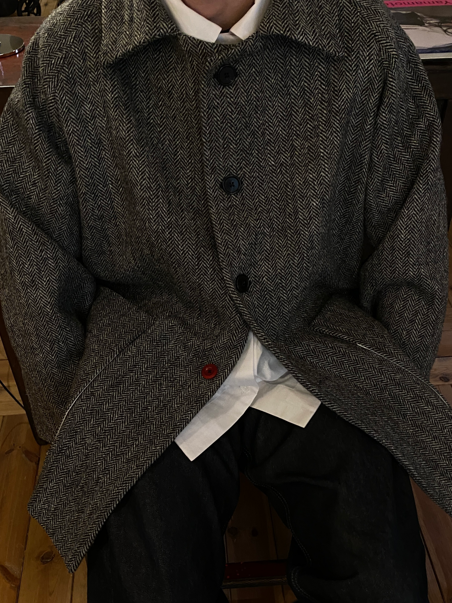 Markus grey herringbone wool coat