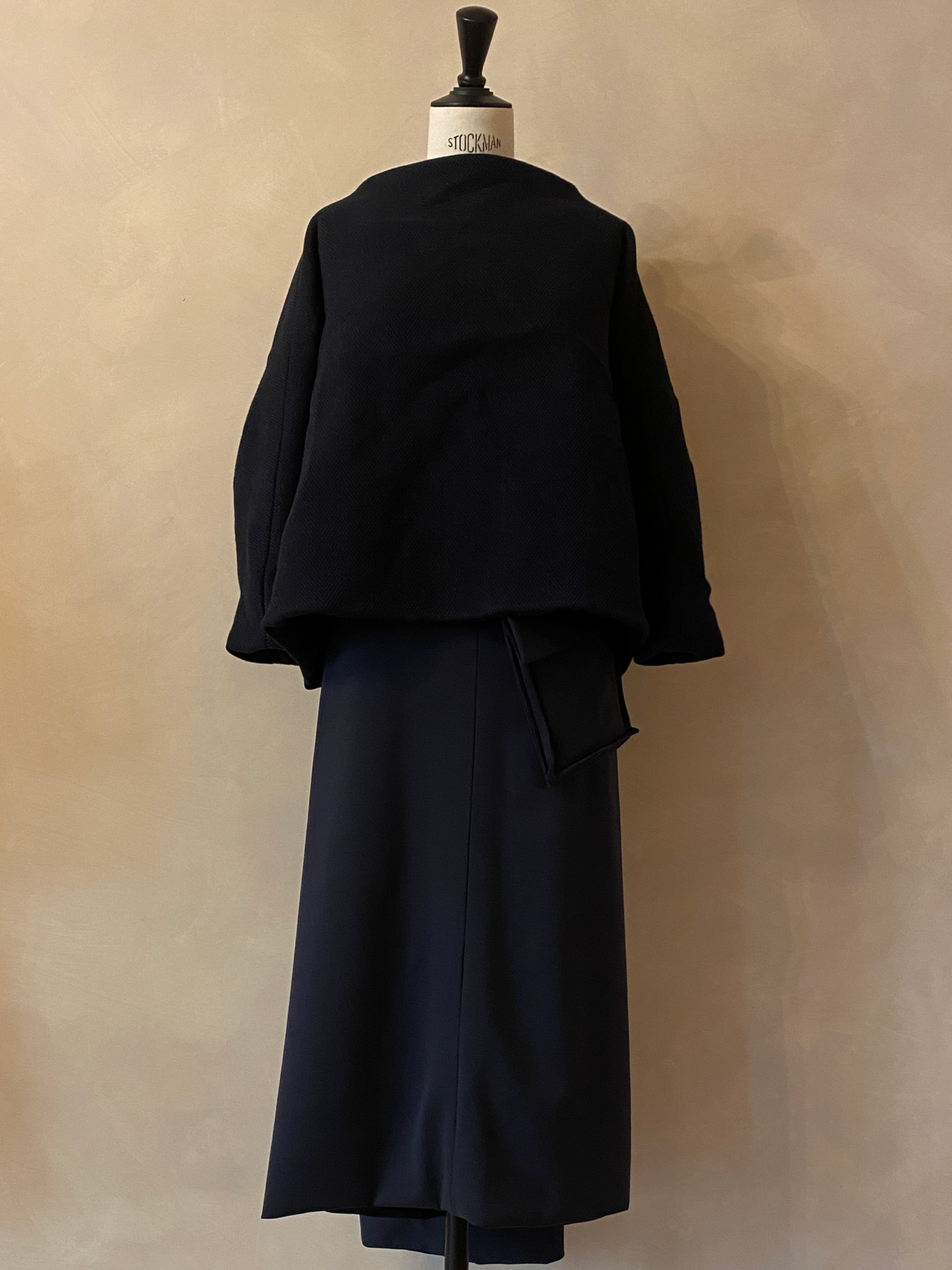Blue herringbone wool top
