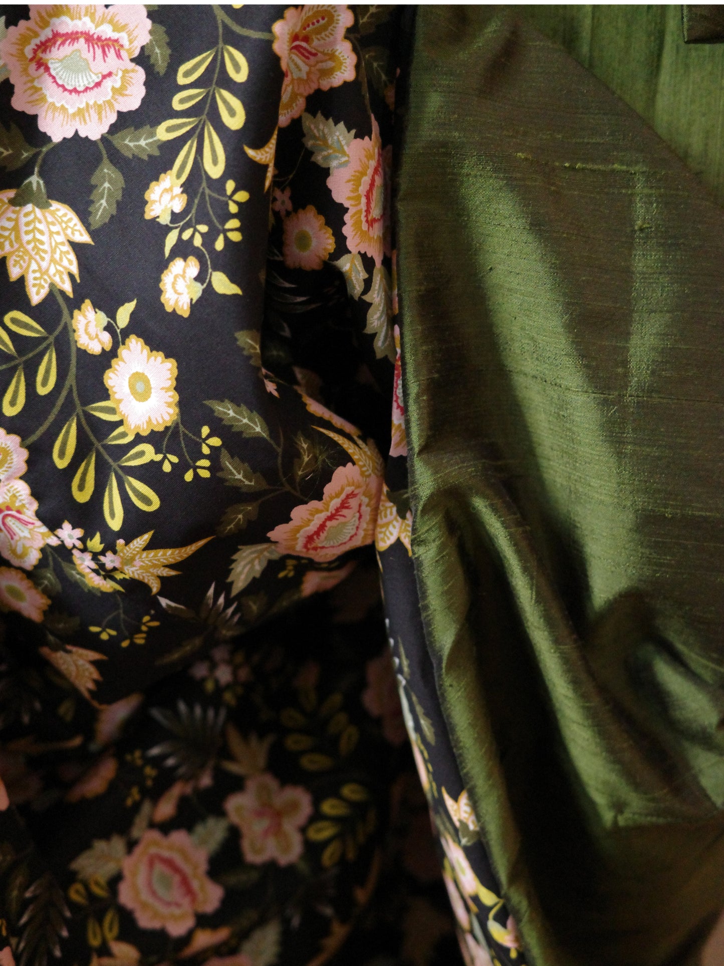 Green dupioni silk skirt