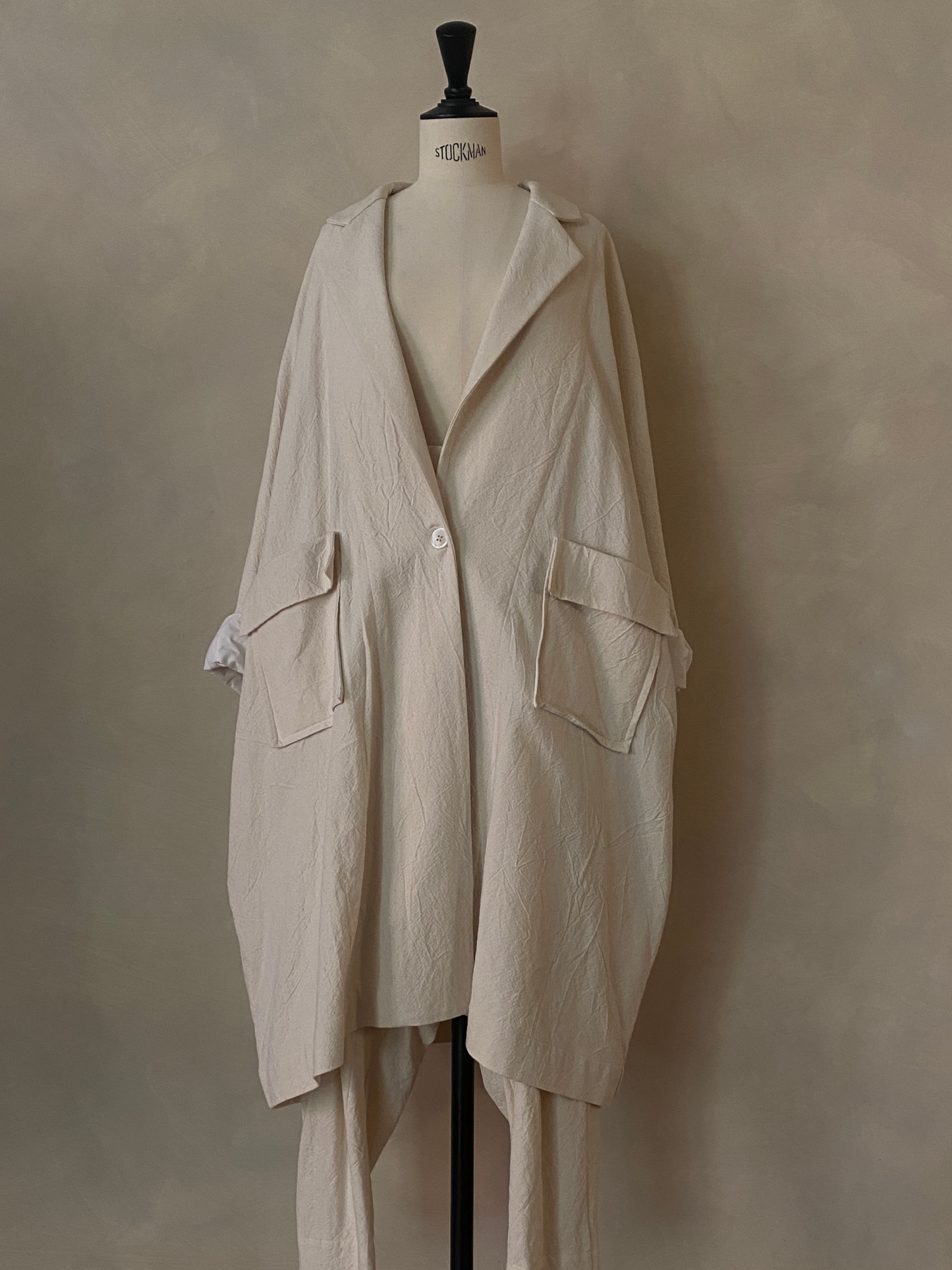 Oversized off-white linen coat