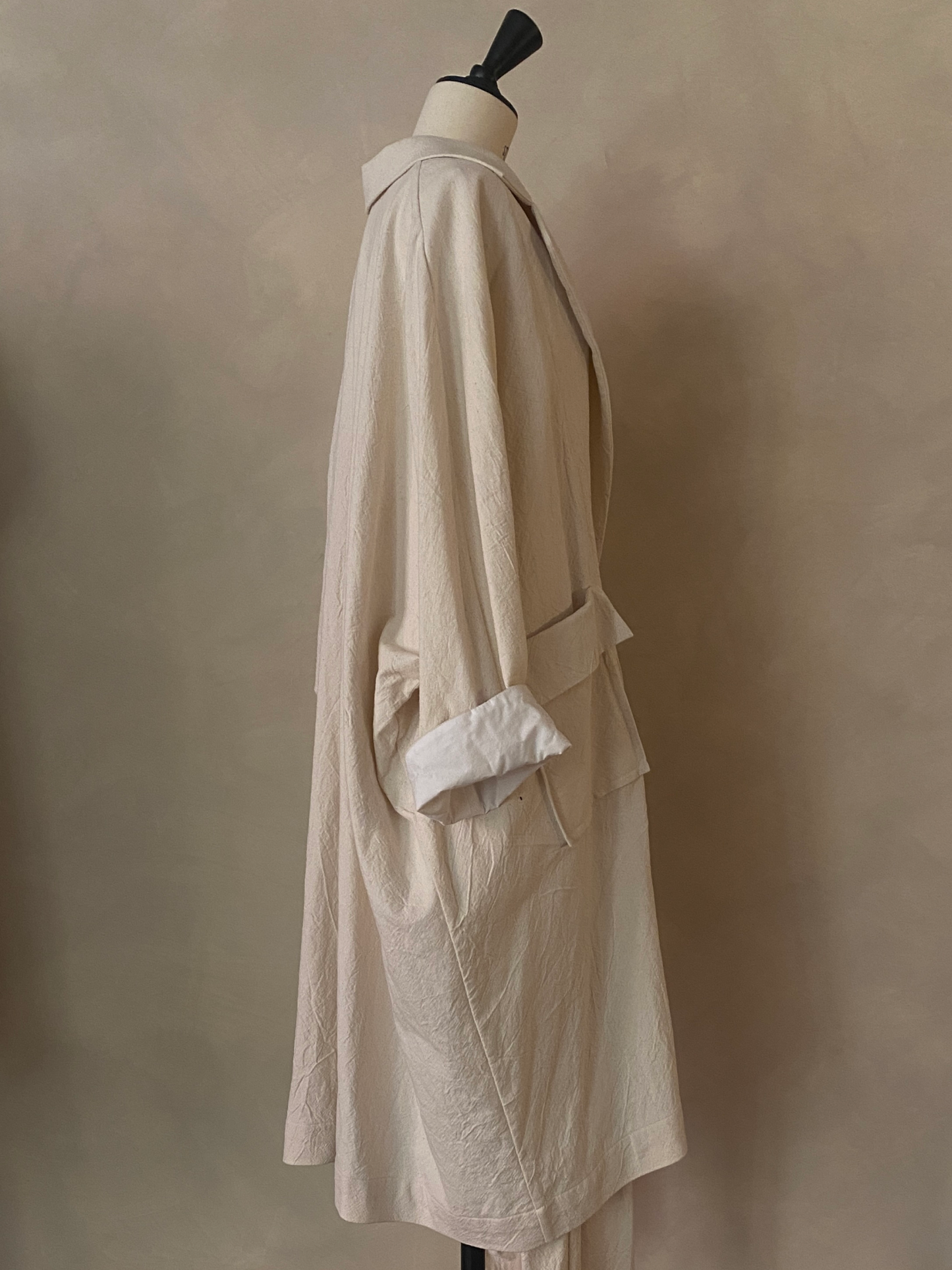 Oversized off-white linen coat