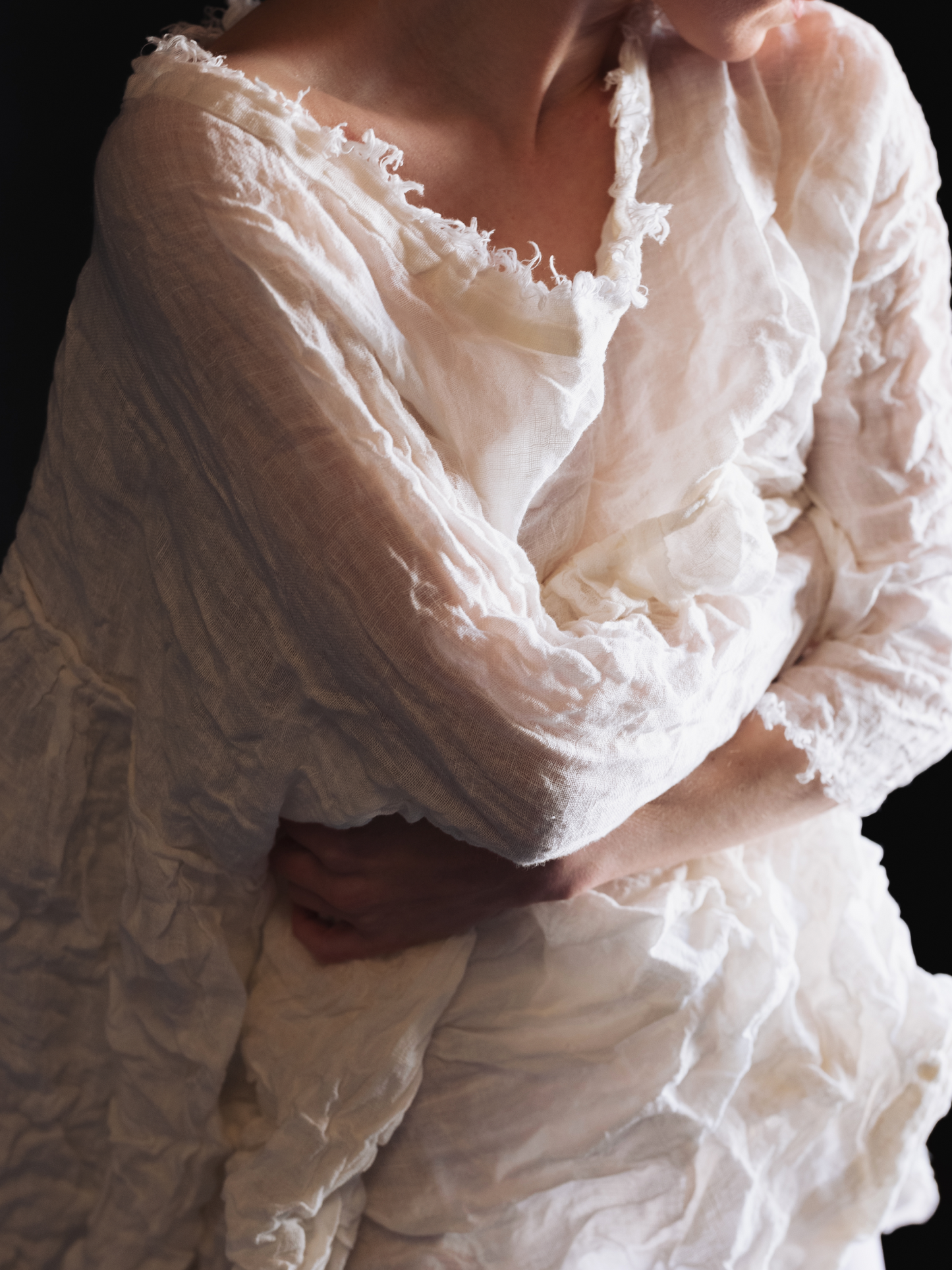 White linen voile dress