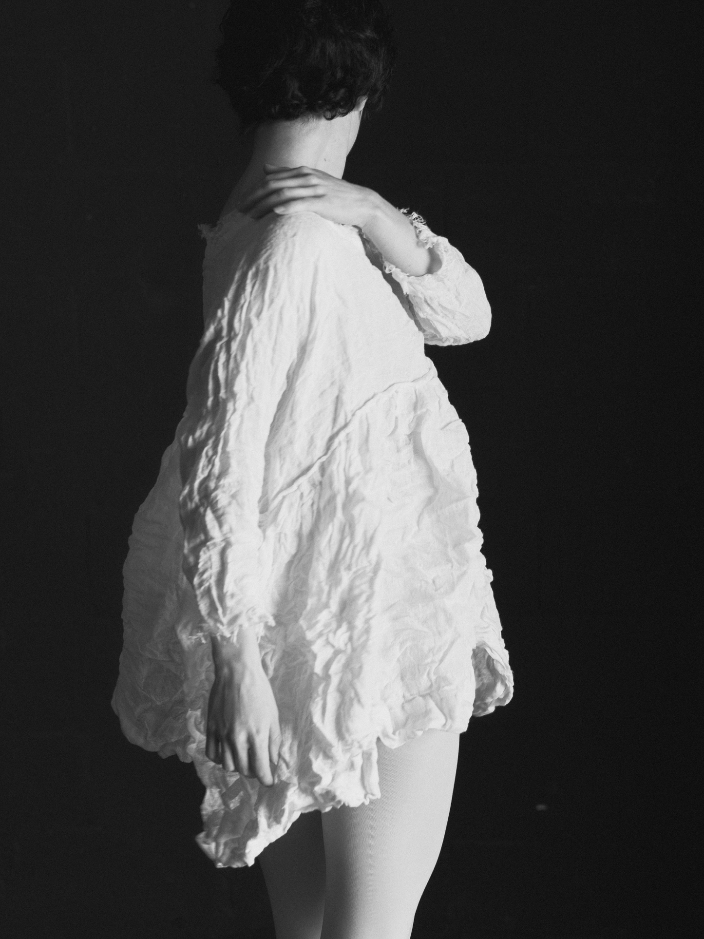 White linen voile dress