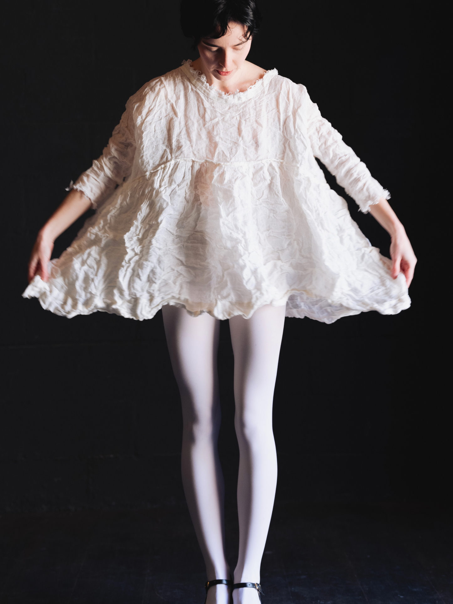 White linen voile dress