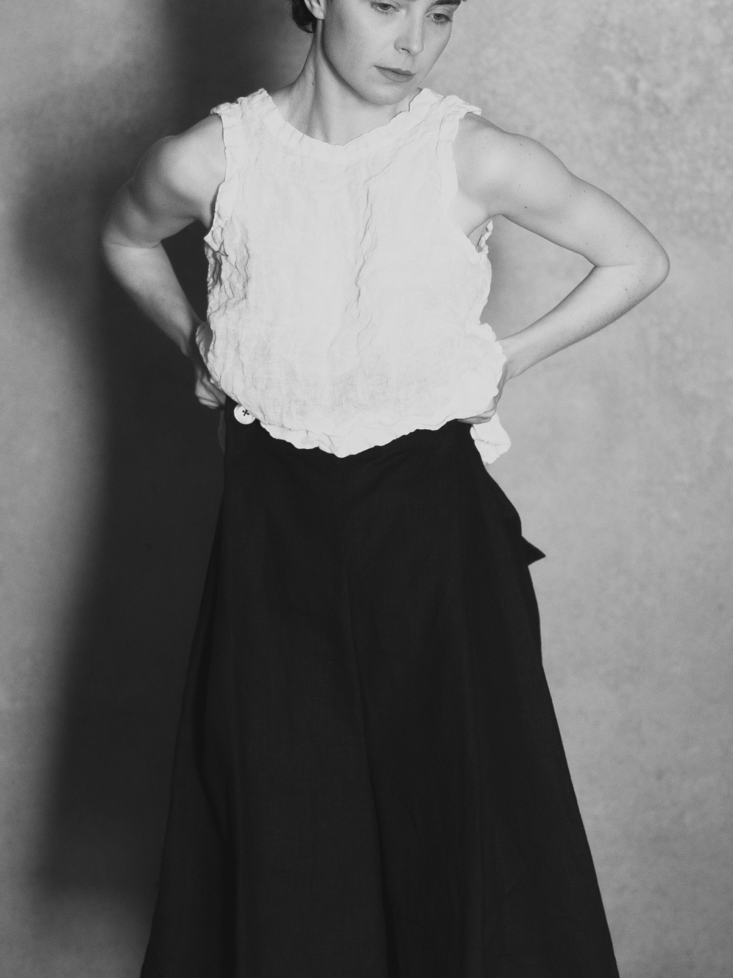 White linen voile top