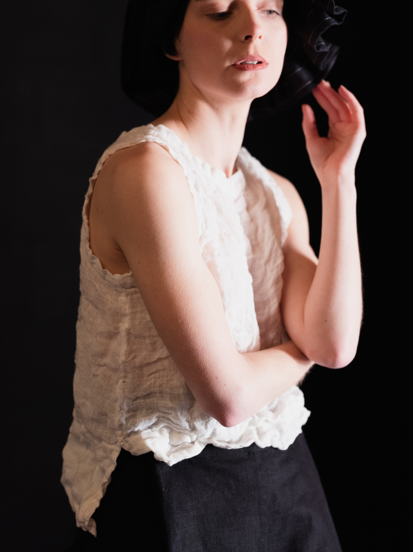 White linen voile top