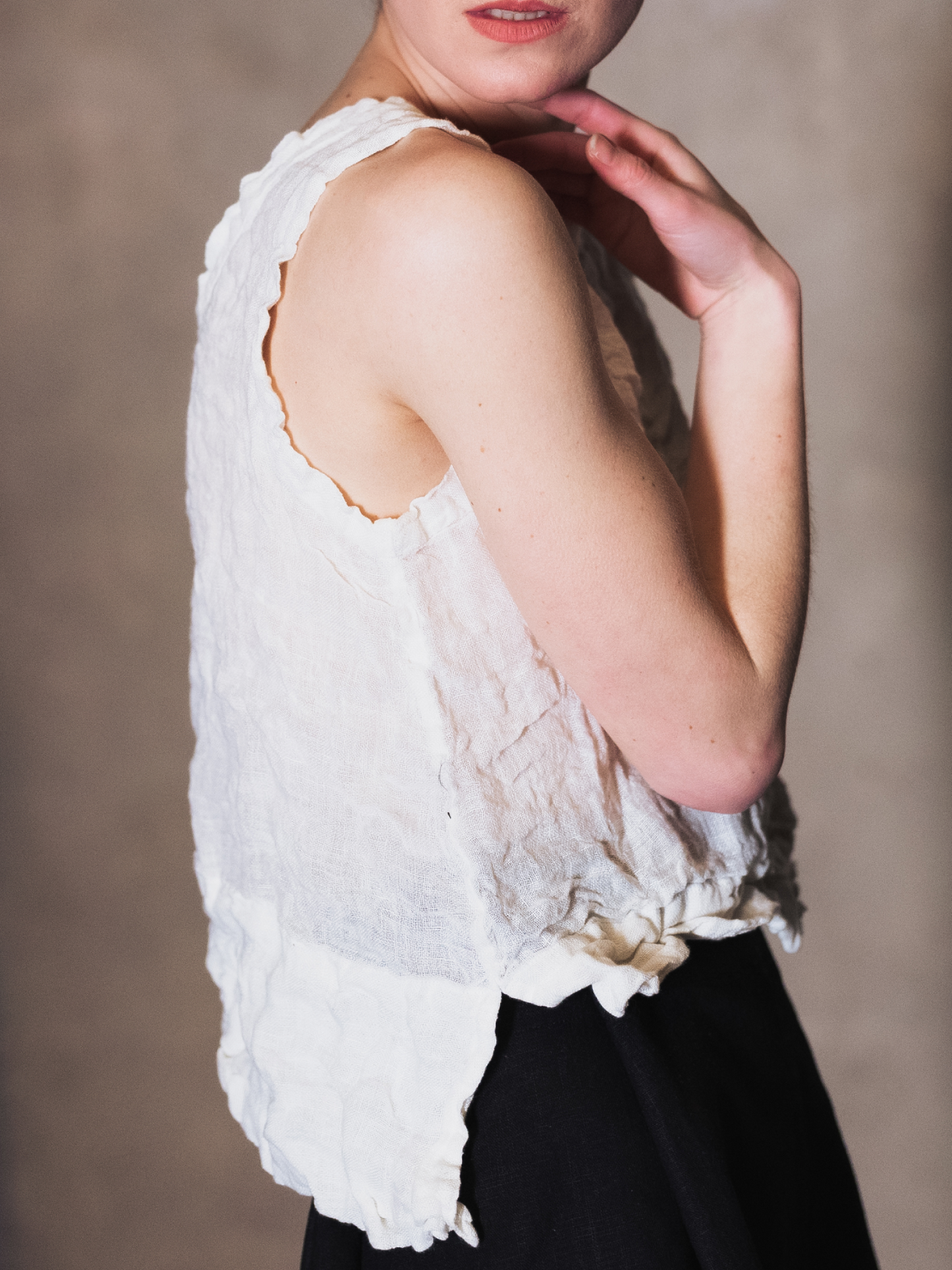 White linen voile top