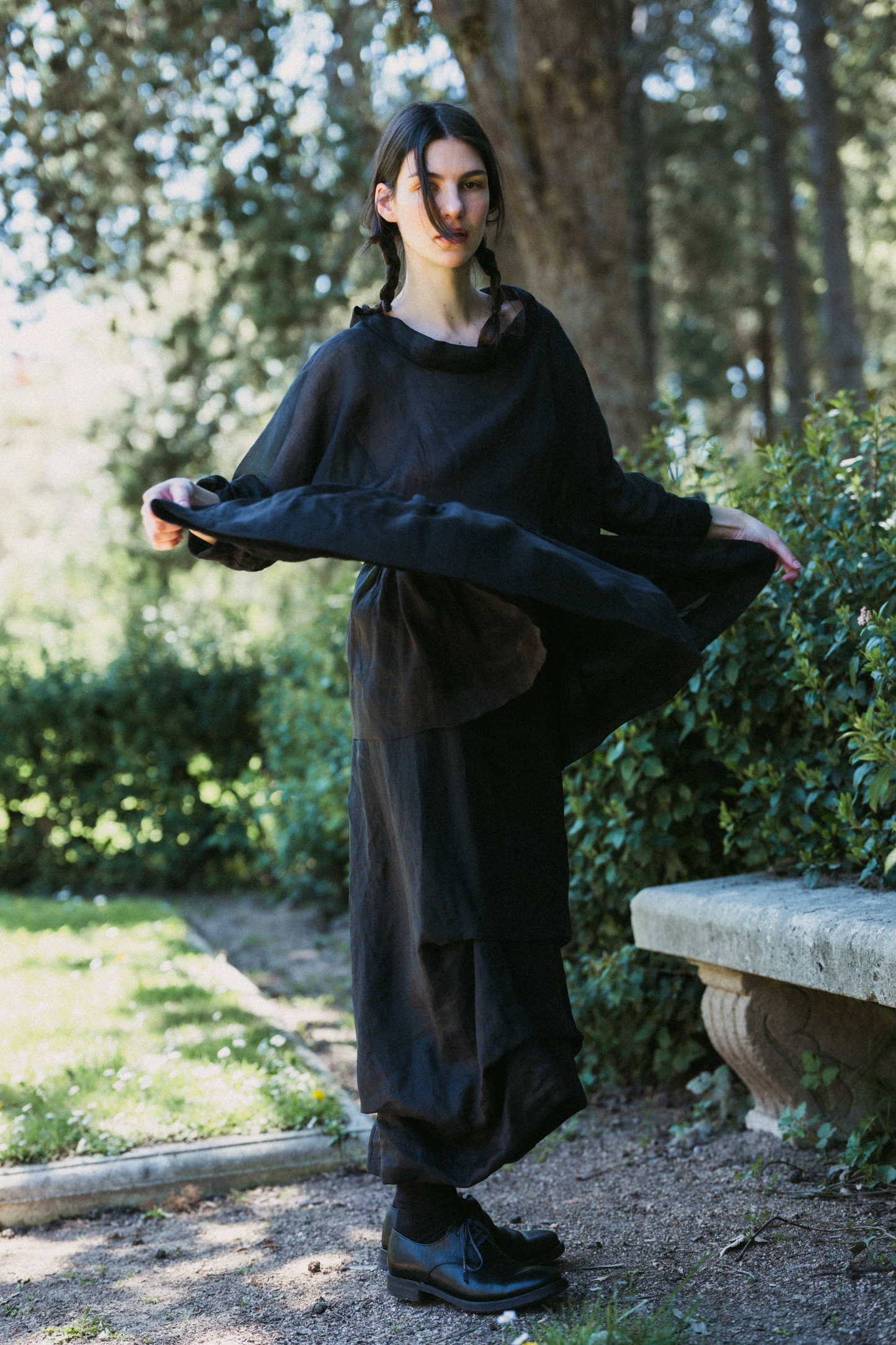 02. Two-piece black ramie dress