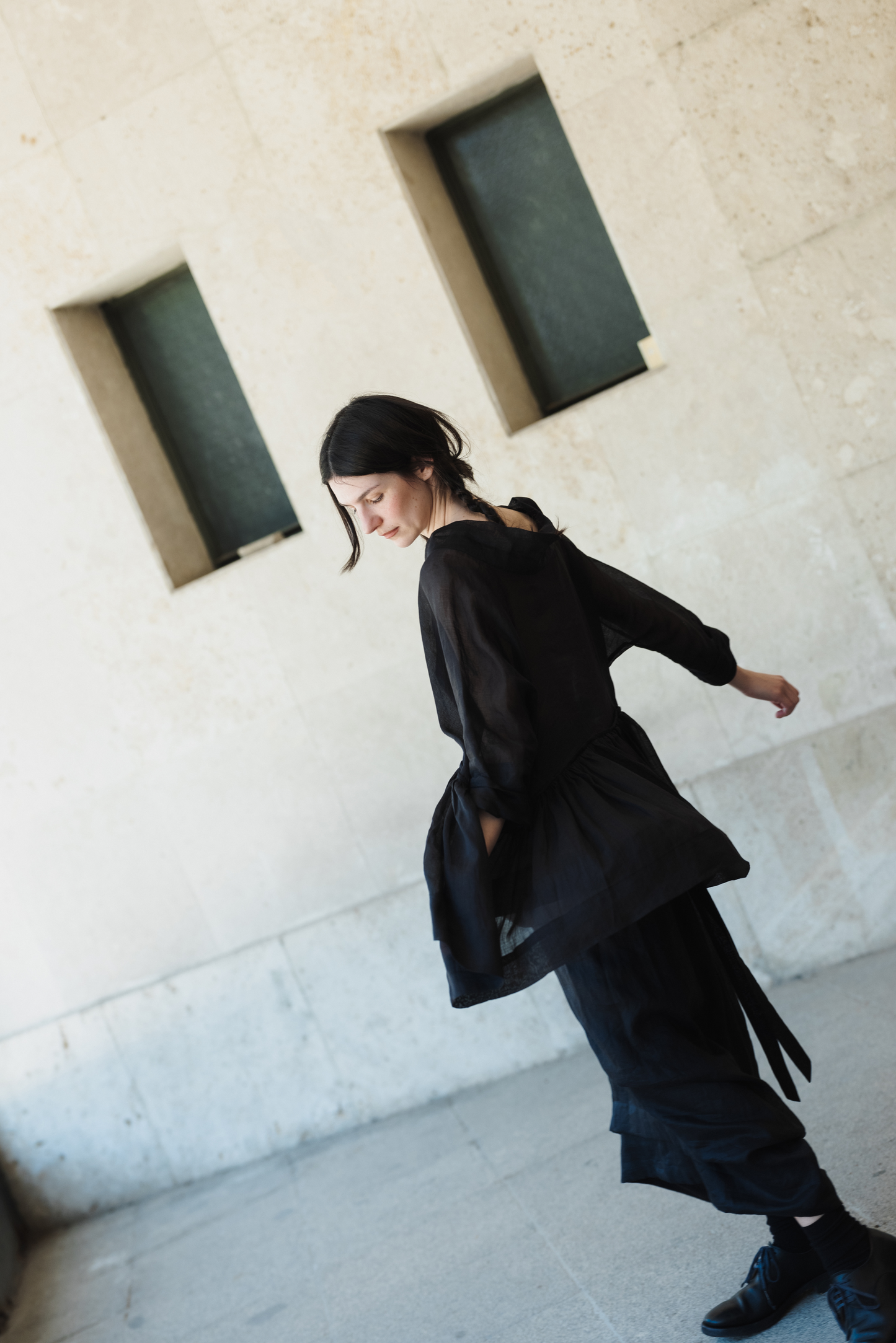 02. Two-piece black ramie dress