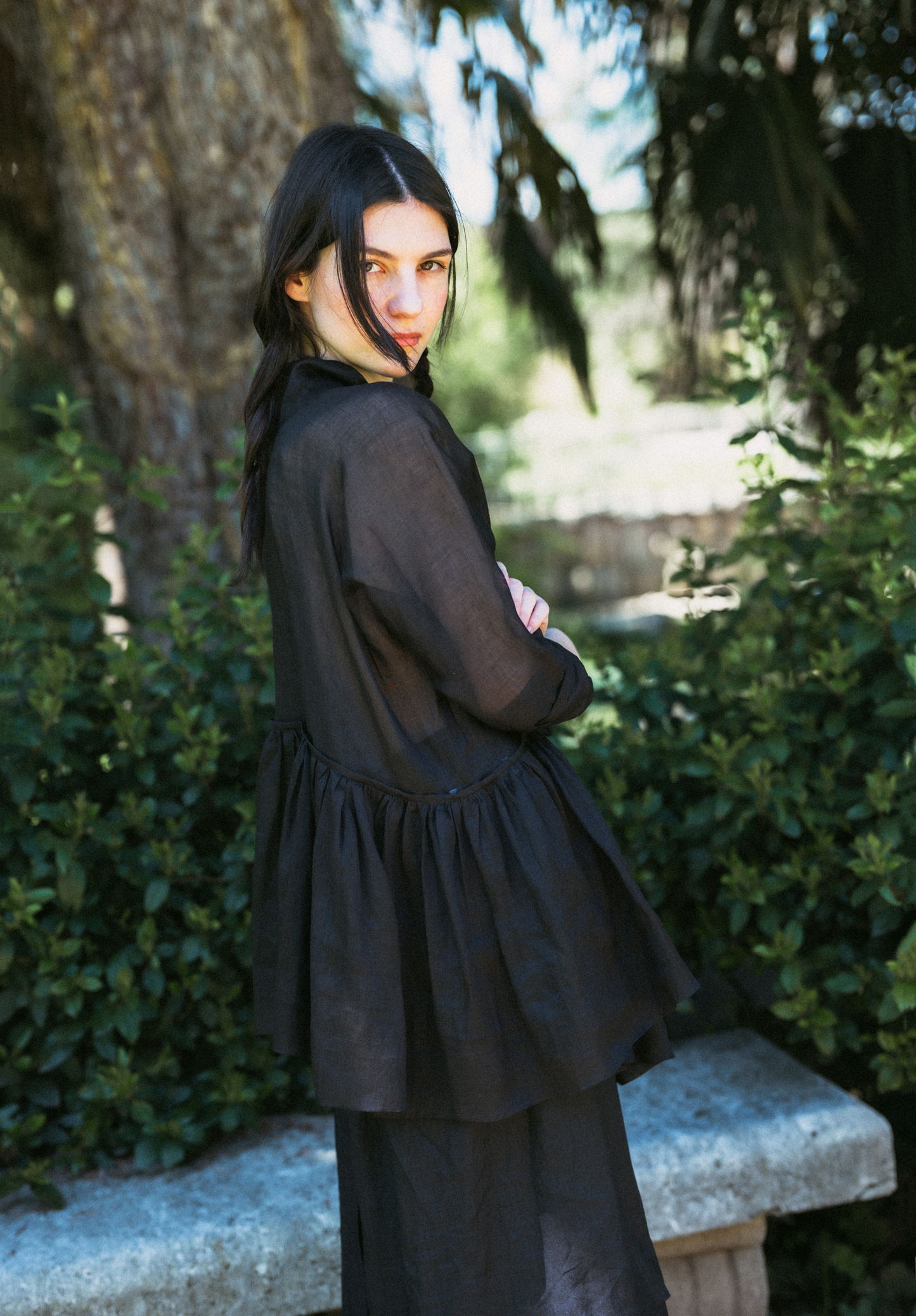 02. Two-piece black ramie dress