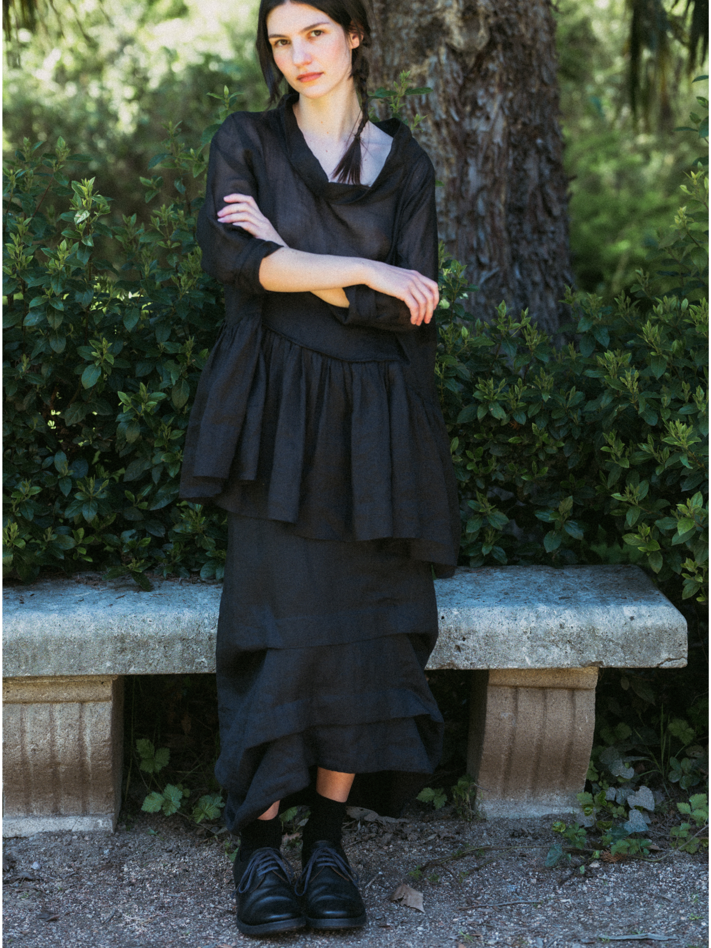 02. Two-piece black ramie dress