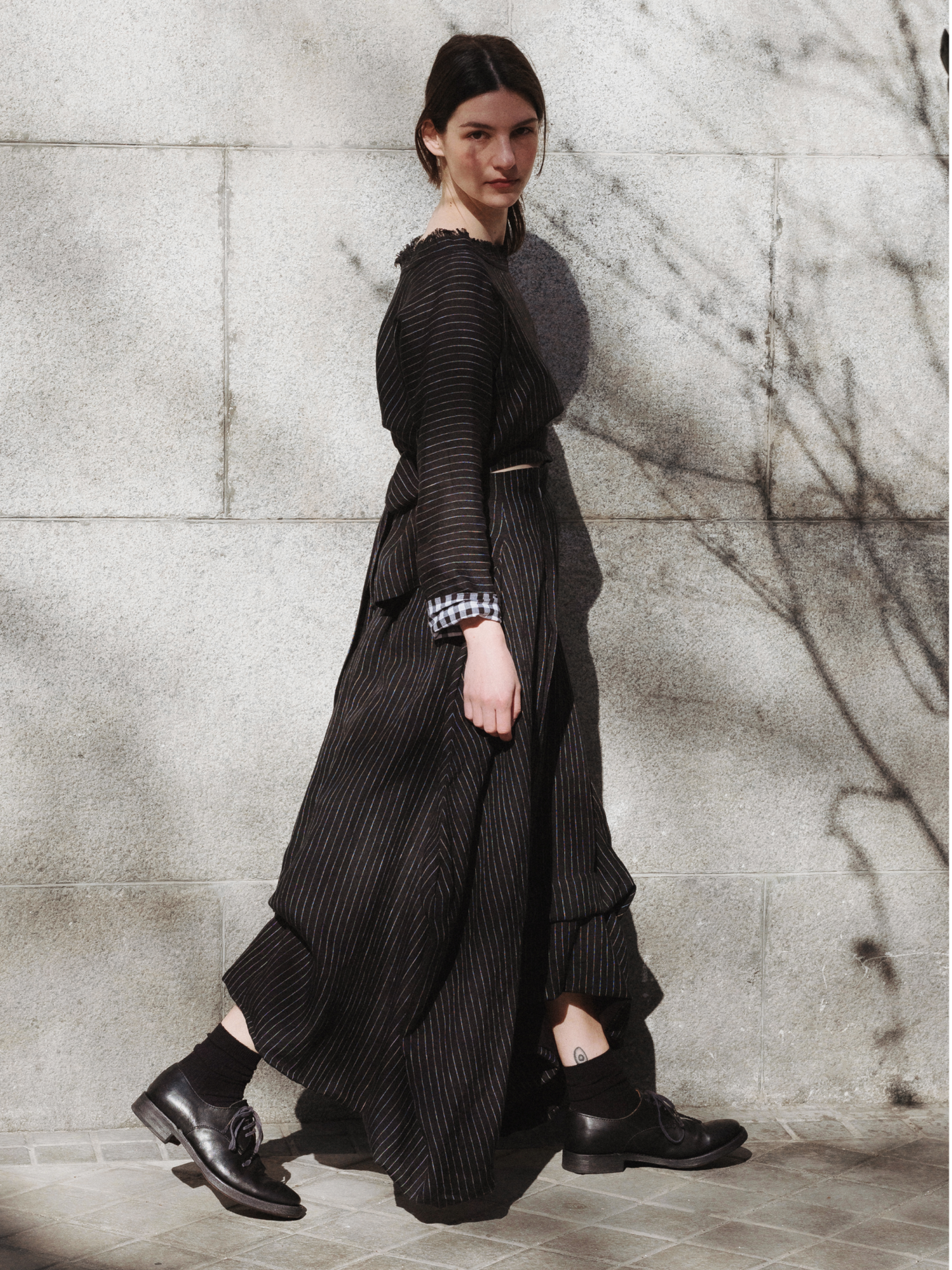Pinstripe linen Menina skirt