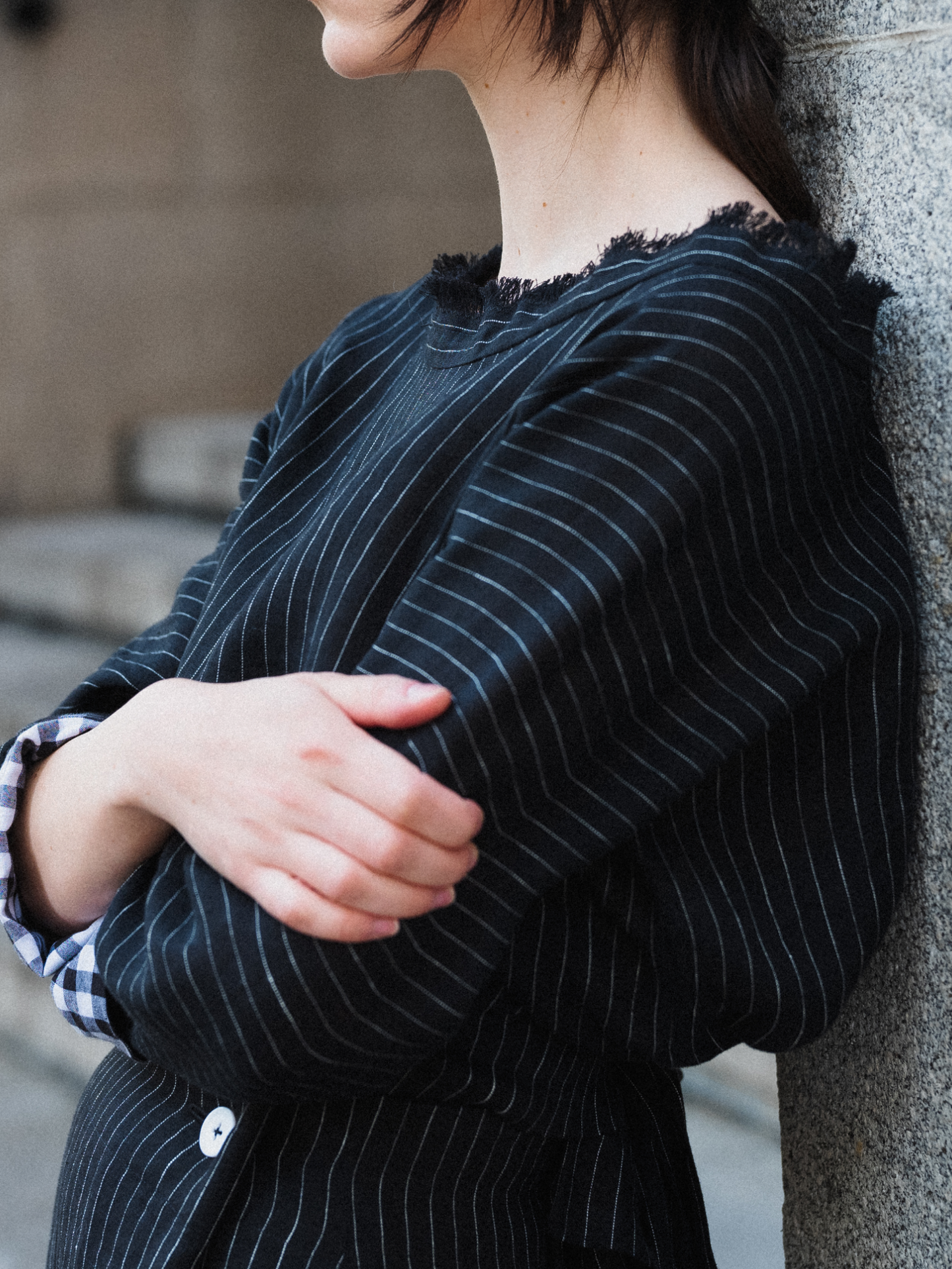 Pinstripe linen top