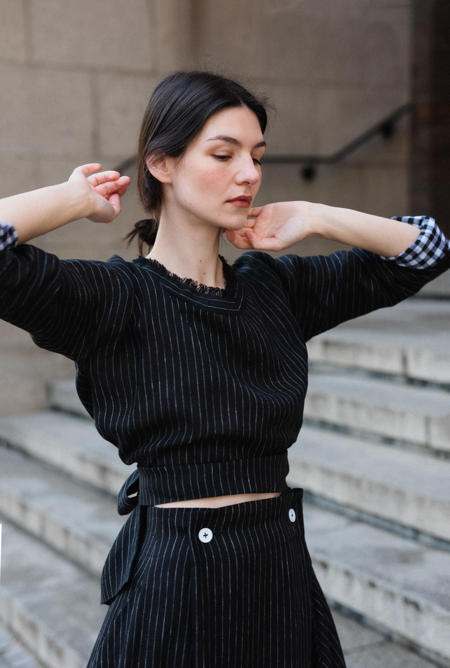 Pinstripe linen top