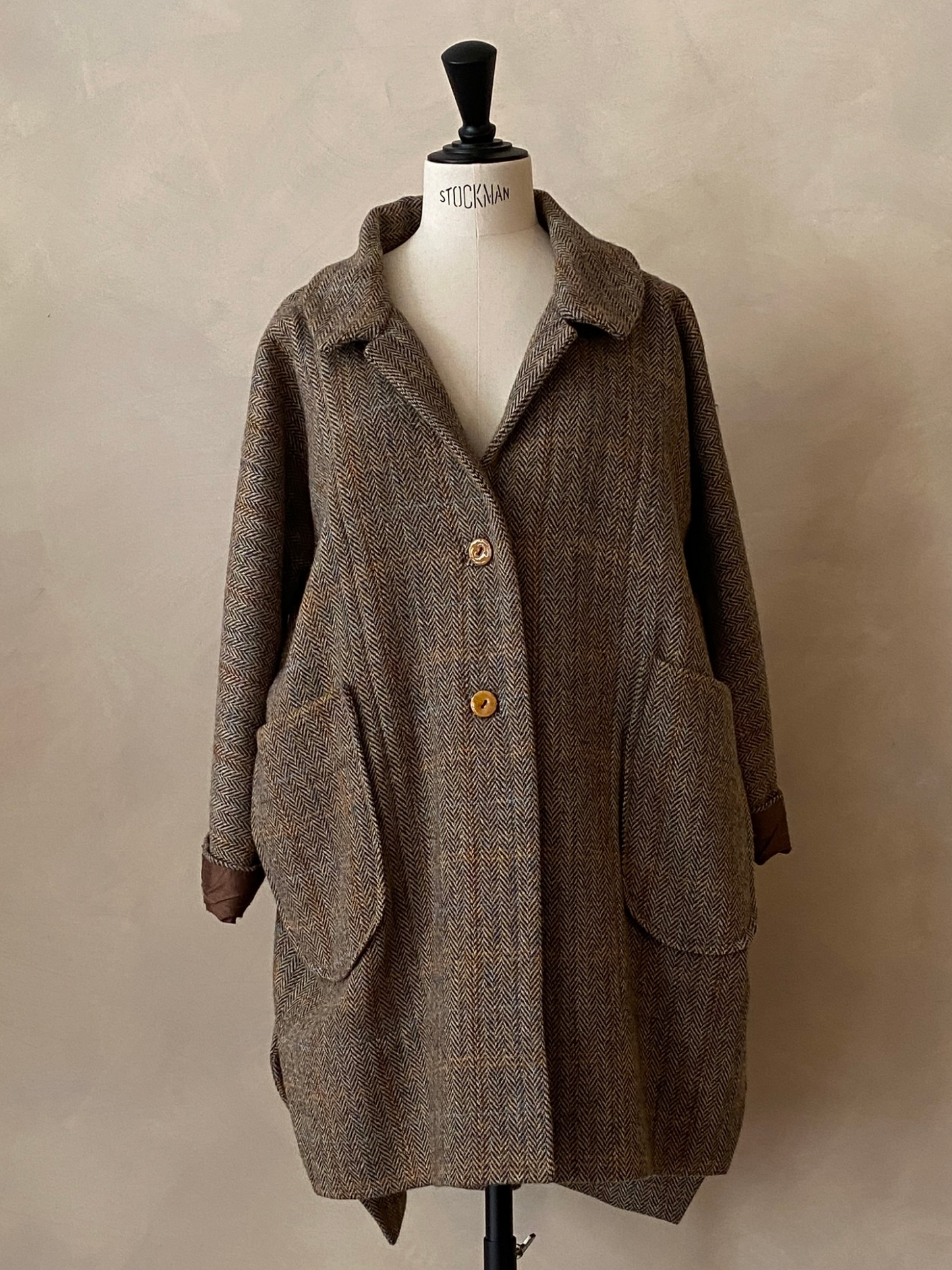 Brown Scottish tweed wool coat