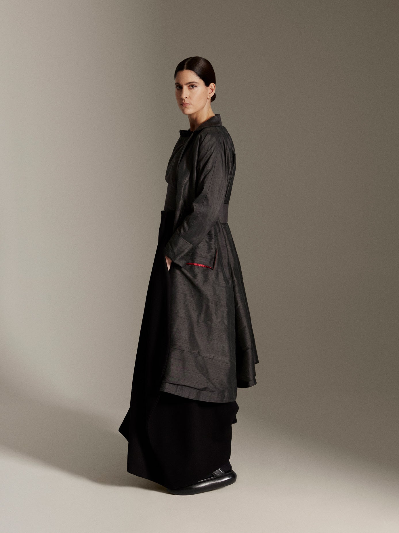 Grey silk coat