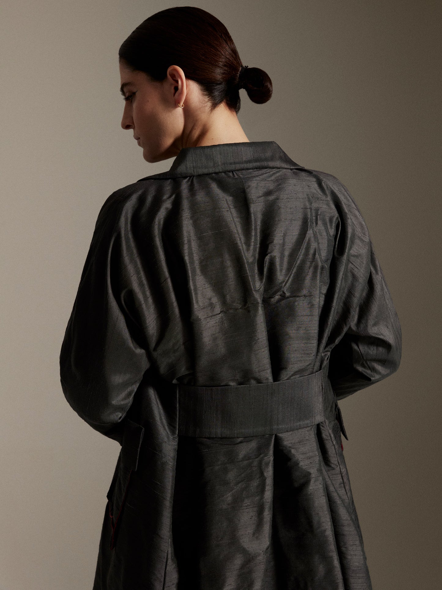 Grey silk coat