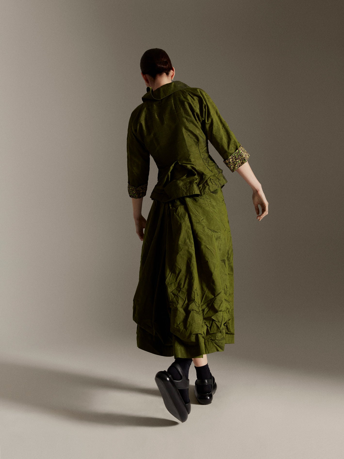 Victorian green silk skirt