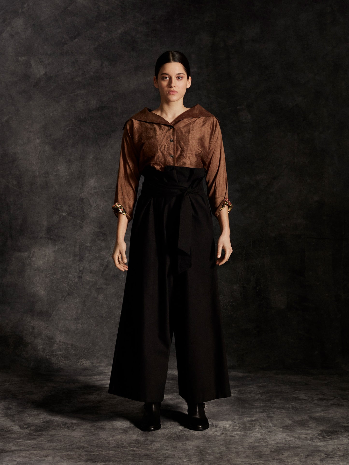 Brown silk shirt