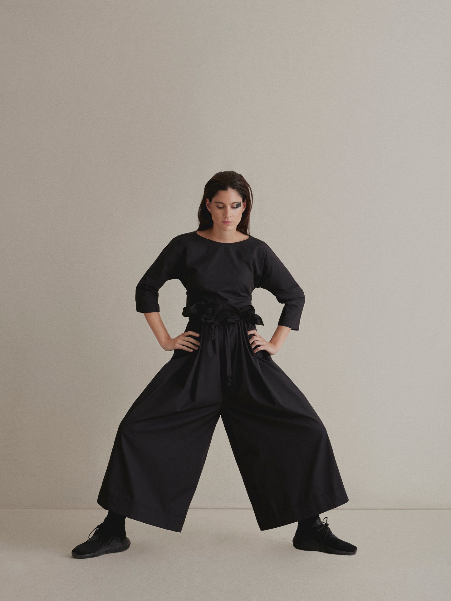 Pleated wide leg trousers