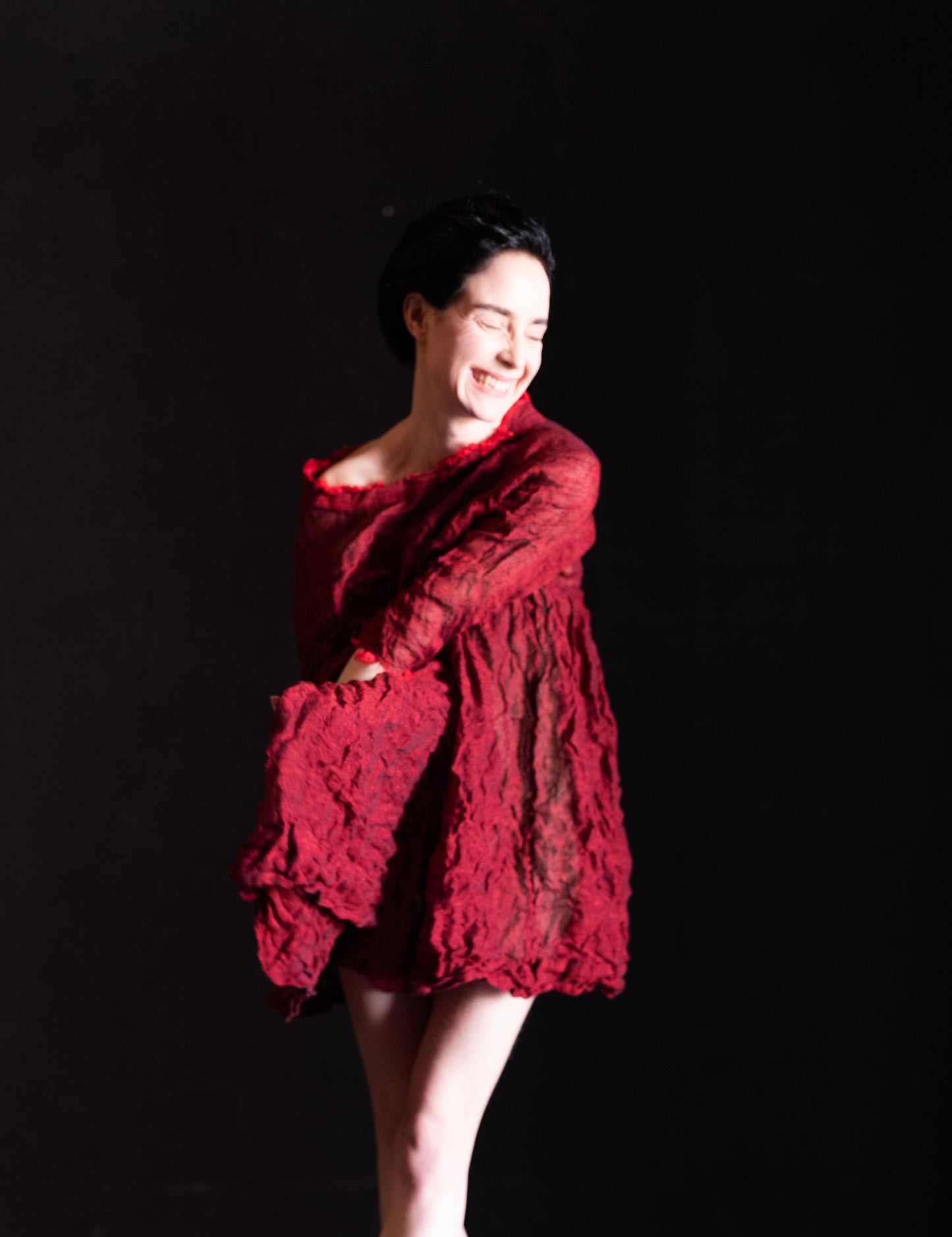Vestido rojo de voile de lino