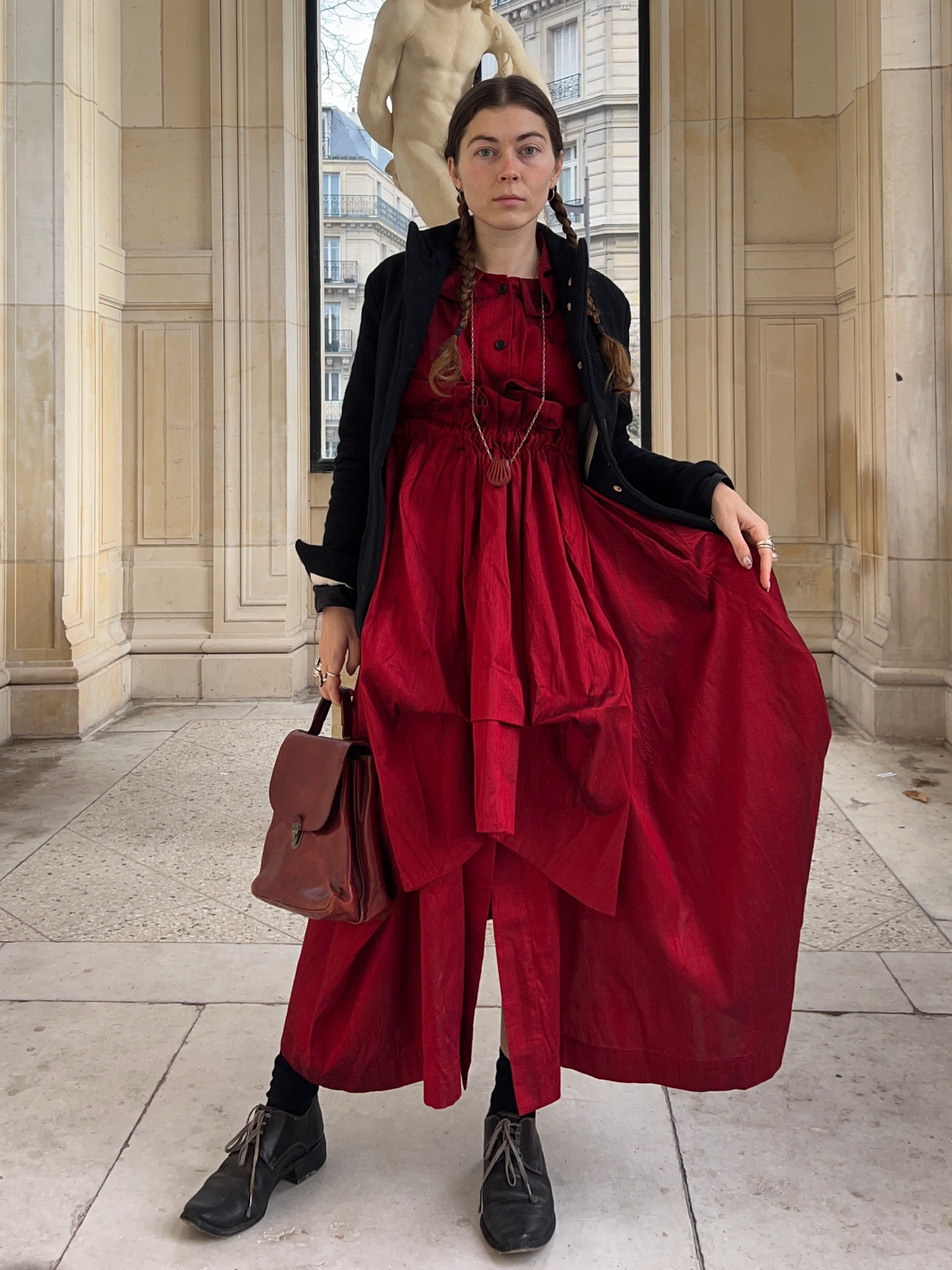 03. Red dupioni silk Menina dress