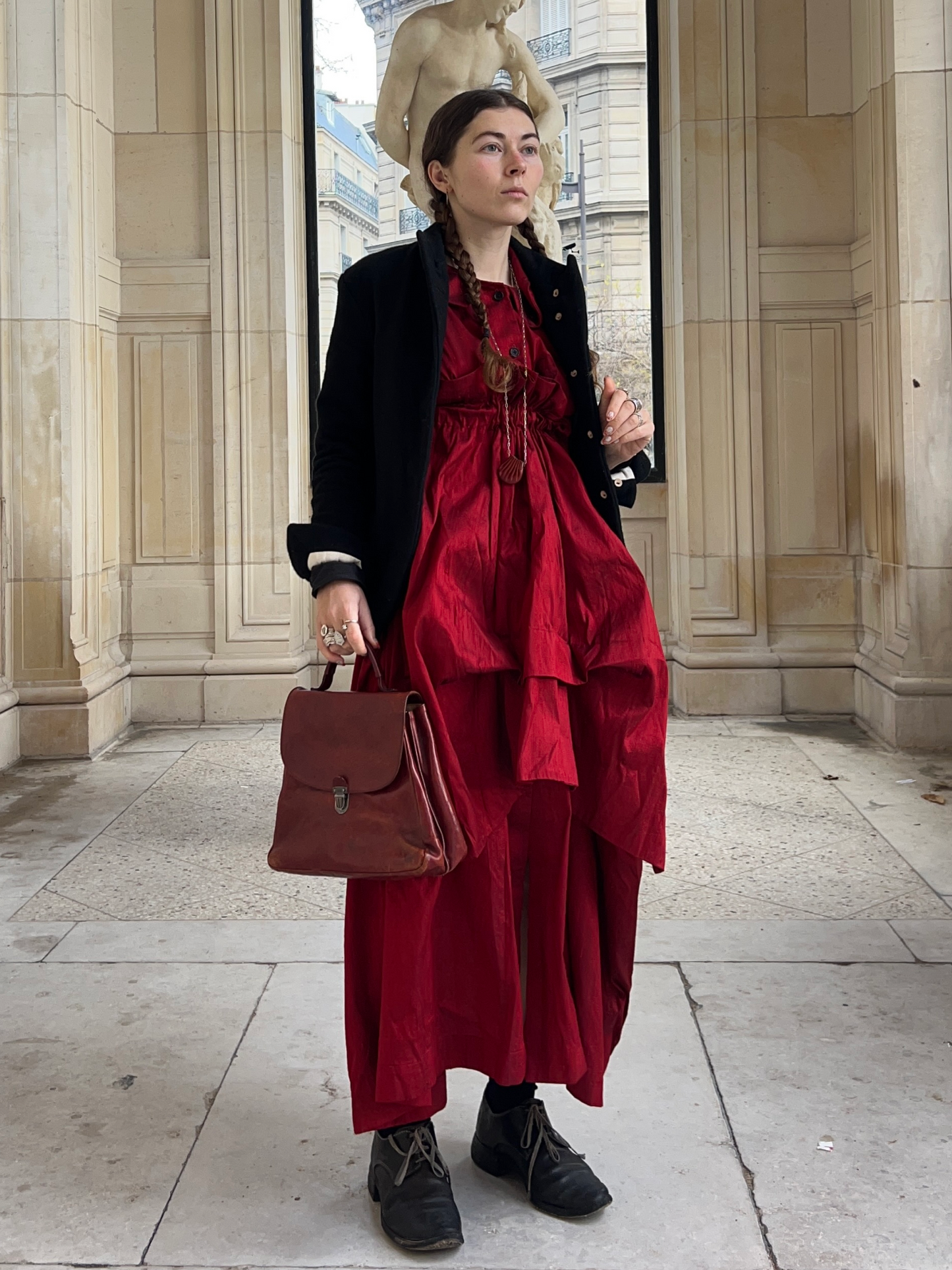 03. Red dupioni silk Menina dress