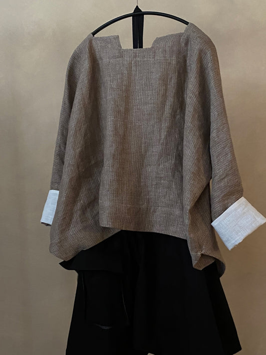 Herringbone linen top