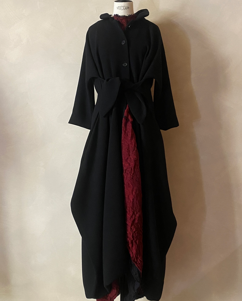 Double wool crepe Japanese coat