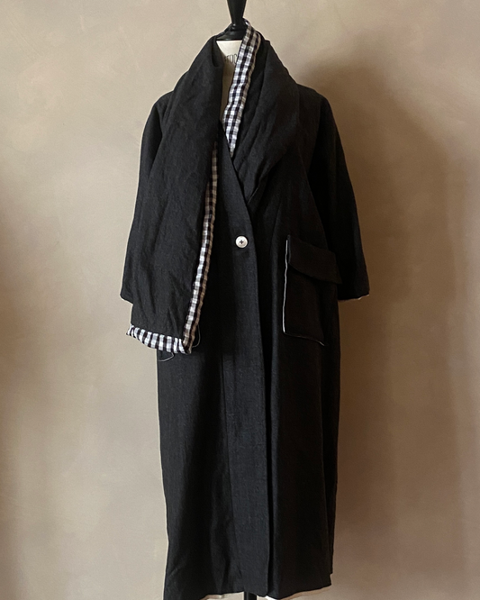 Abrigo de cashmere de espiga gris