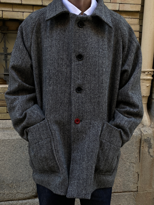 Markus grey herringbone wool coat