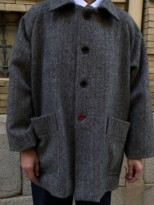 Markus grey herringbone wool coat