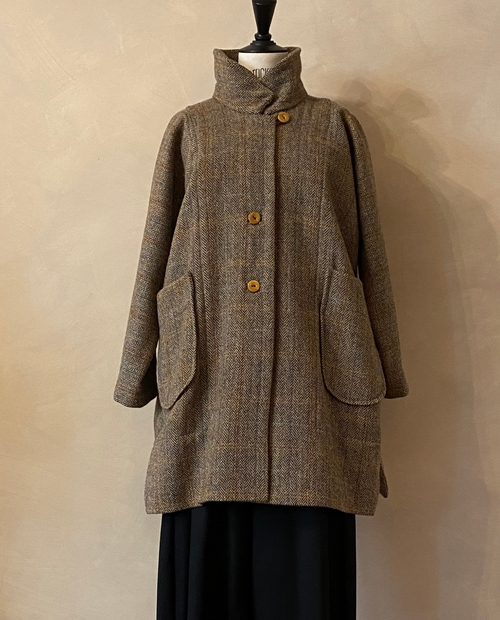 Brown Scottish tweed wool coat