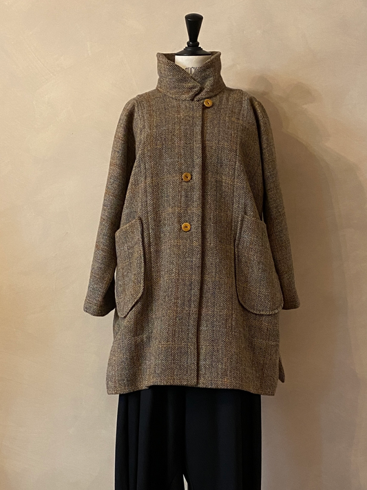 Brown Scottish tweed wool coat