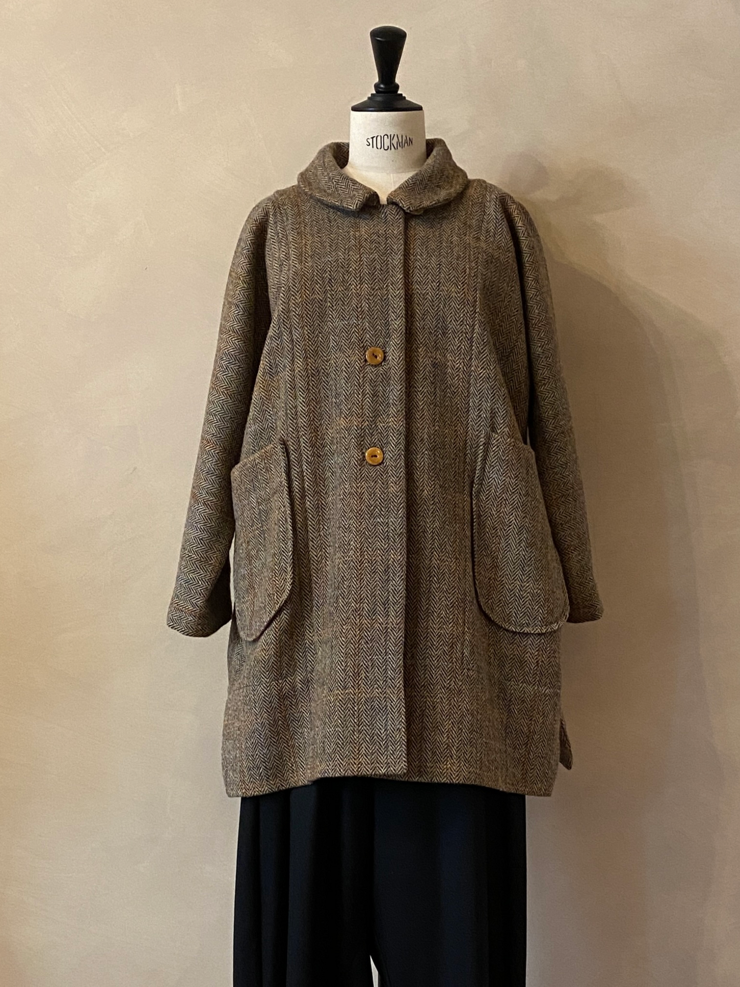 Brown Scottish tweed wool coat