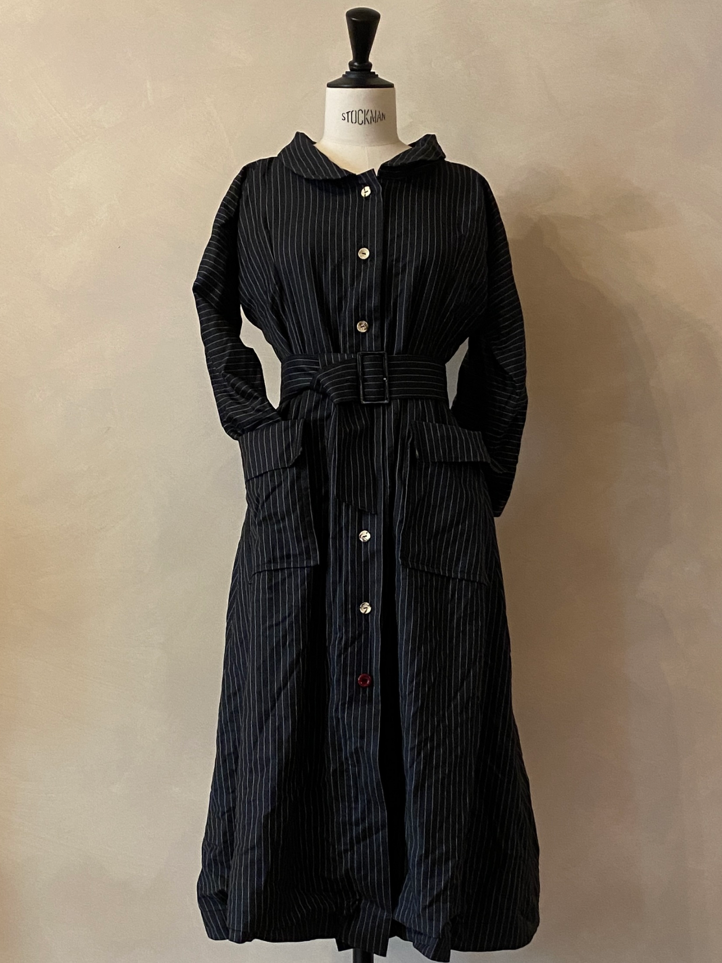 Black pinstripe tailored dress