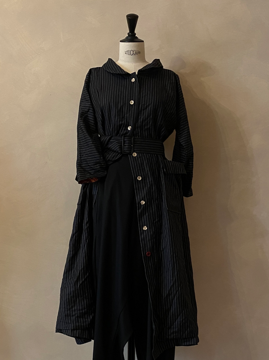 Black pinstripe tailored dress