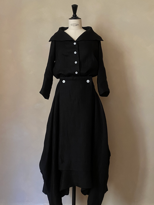 Black double linen Menina skirt