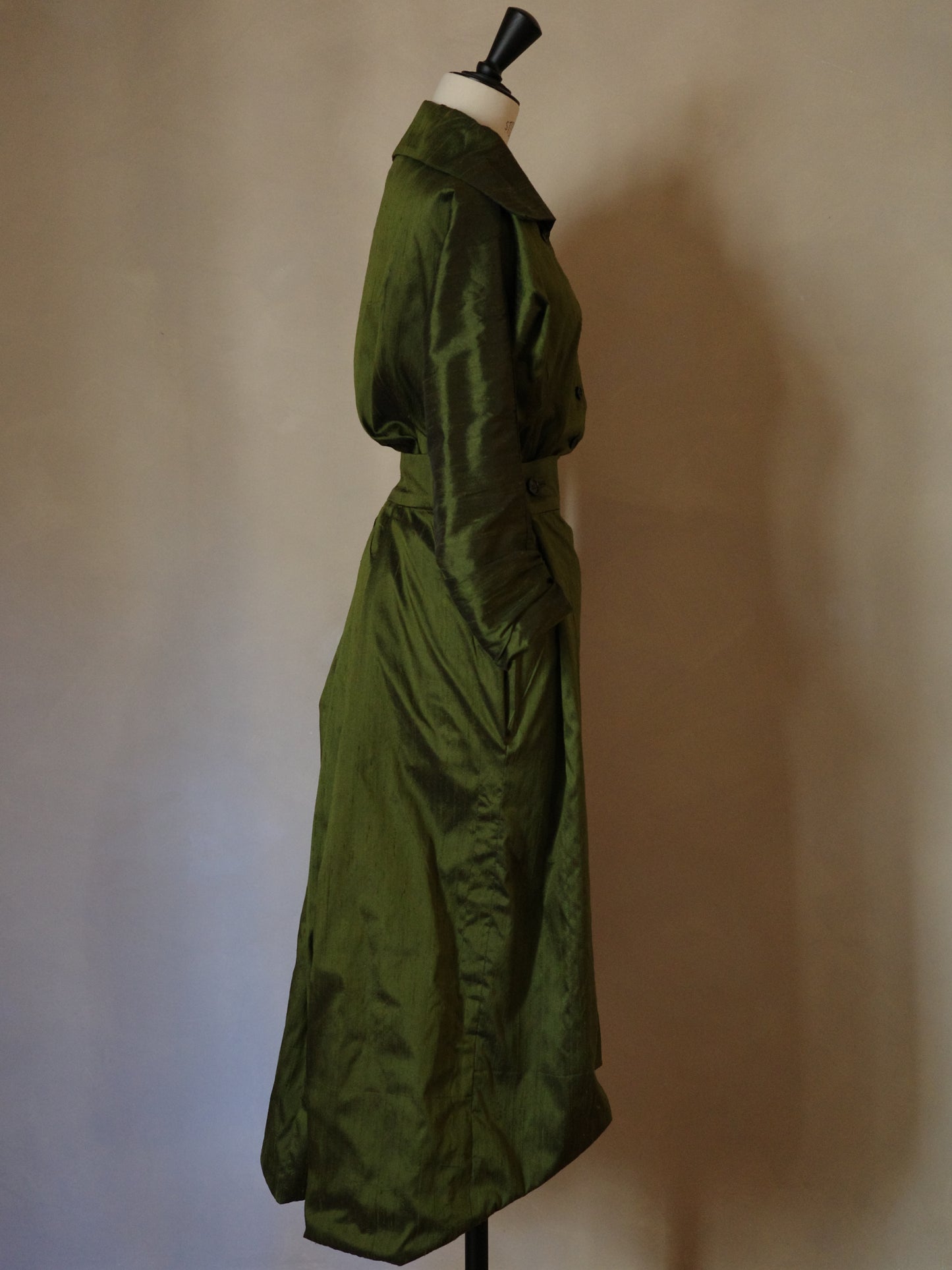 Green dupioni silk skirt