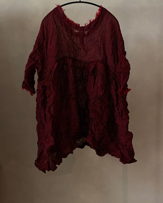 Vestido rojo de voile de lino