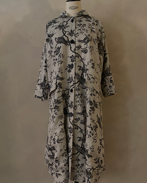 Linen toile de jouy coat