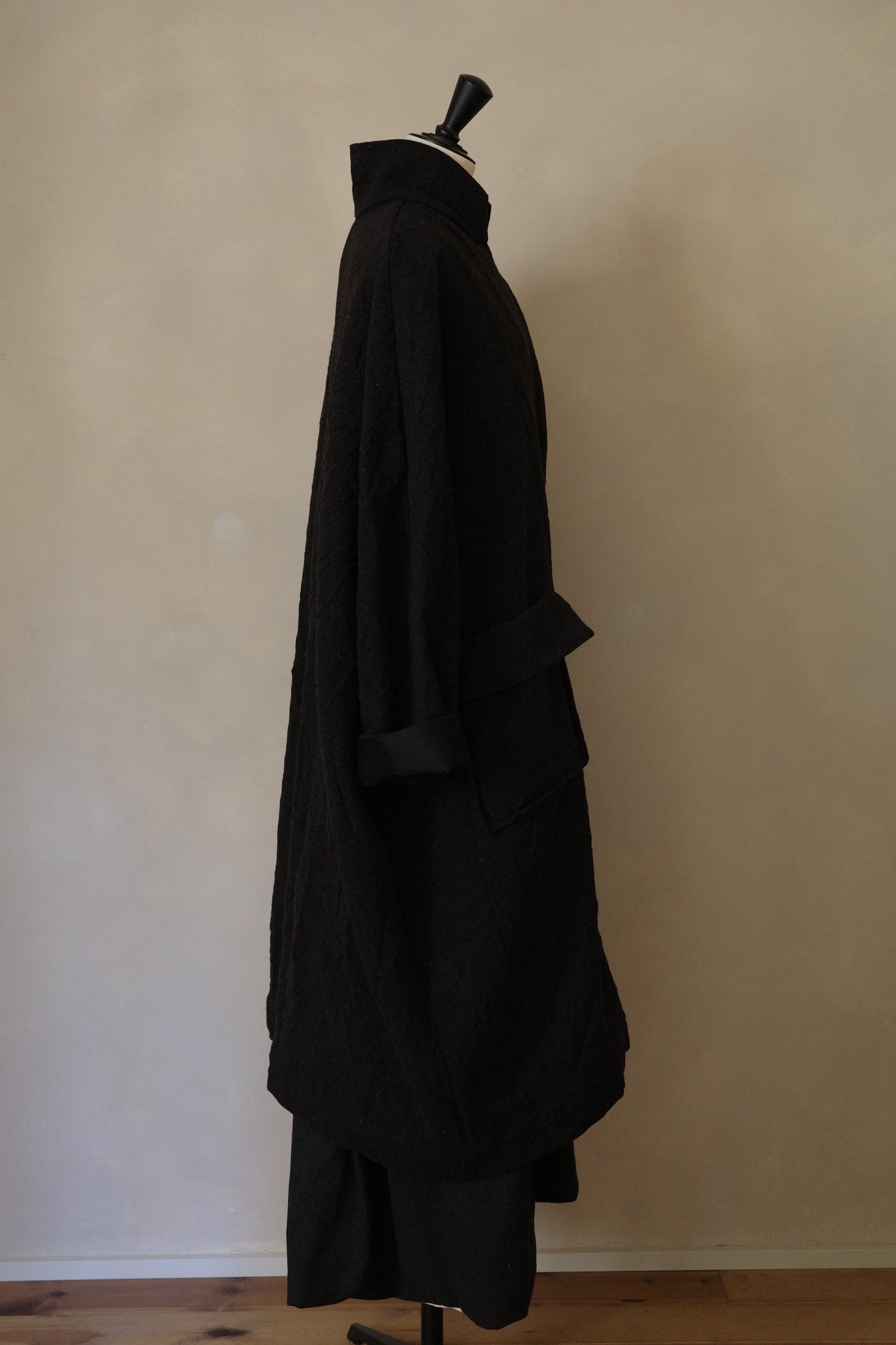 Oversized charcoal grey wool coat