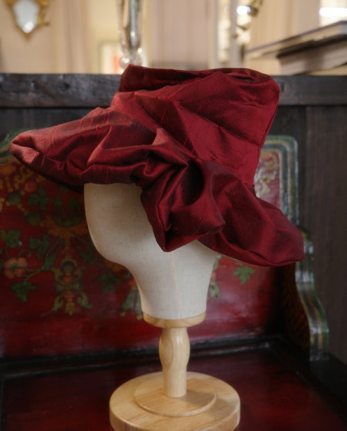 Red dupioni silk hat