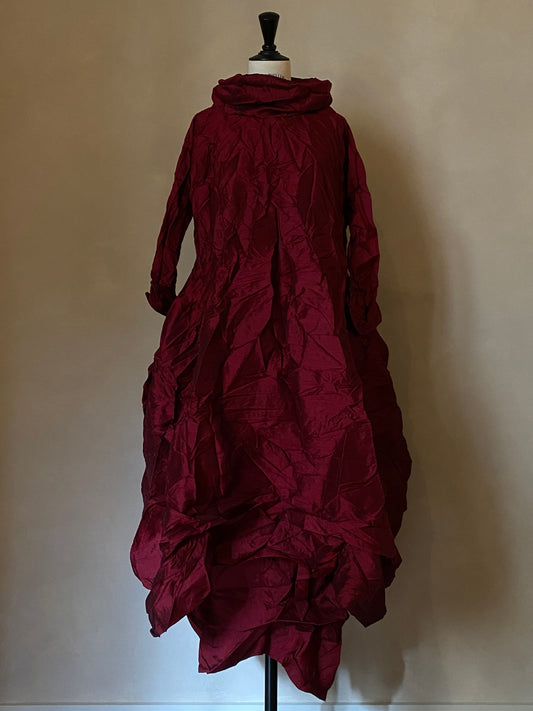 08. Burgundy dupioni silk dress