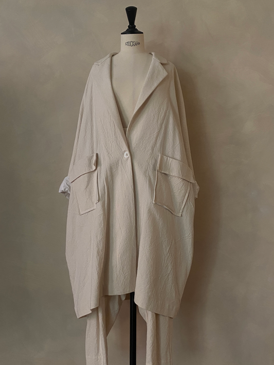 01. Oversized off-white linen coat