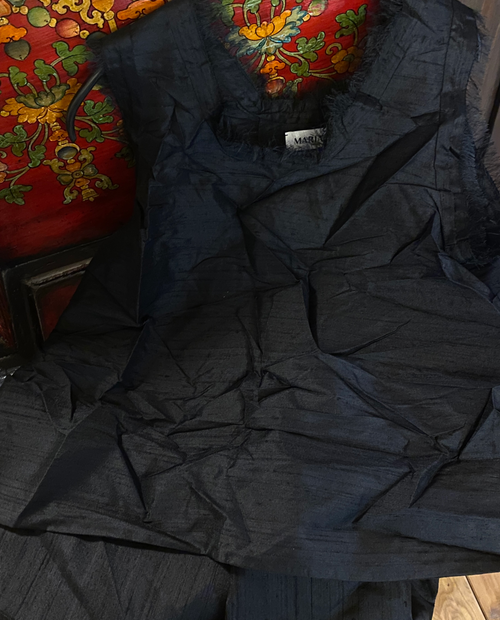 Black dupioni silk top